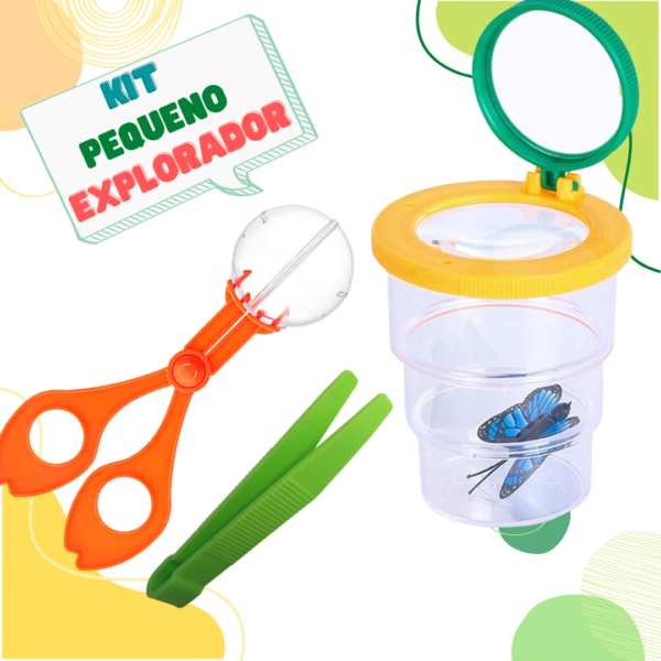 Kit Pequeno Explorador: Pote Observação + Tesoura Bola + Pinça