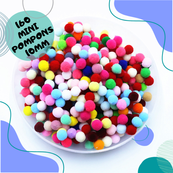 Pompom 10mm para artesanato e educação pacote C/160 unidades