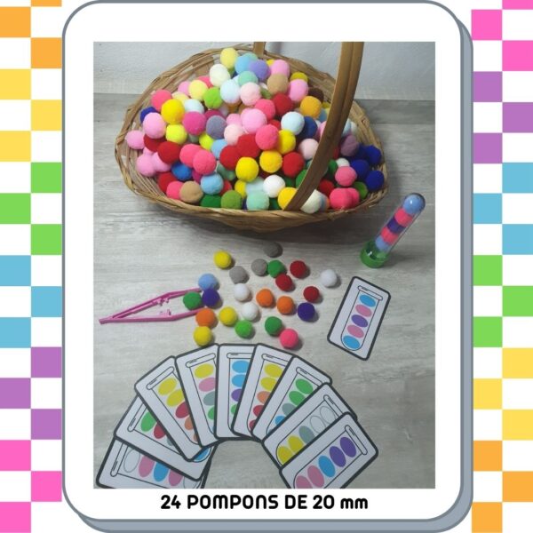 Jogo Da Sequência: Pinça +Tubete + Pompom + Cards Plastificados - Image 3