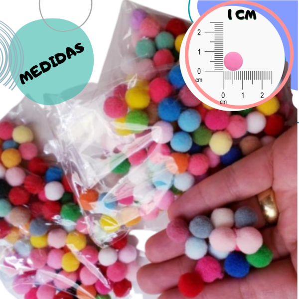 Pompom 10mm para artesanato e educação pacote C/160 unidades - Imagem 2
