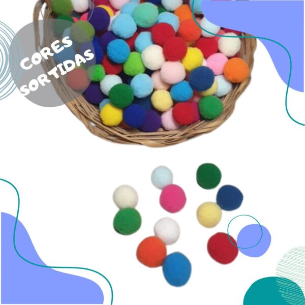 Pompom 20 mm para artesanato e educação pacote C/80 unidades - Imagem 3