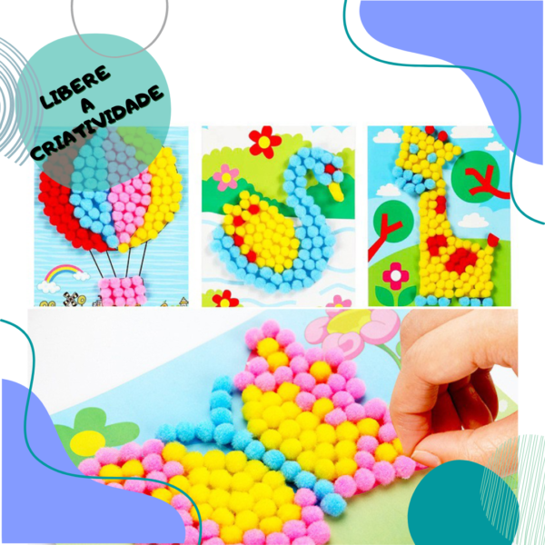 Pompom 10mm para artesanato e educação pacote C/160 unidades - Imagem 6