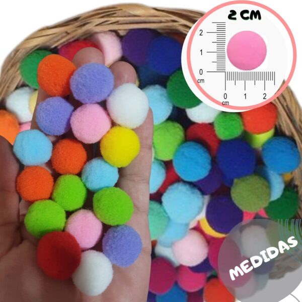 Pompom 20 mm para artesanato e educação pacote C/80 unidades - Imagem 2
