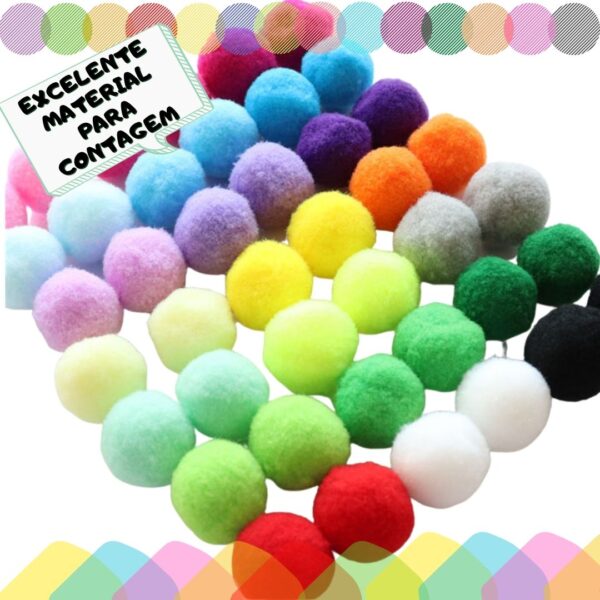 Pompom 25mm para artesanato e educação pacote c/ 50 unidades - Imagem 5