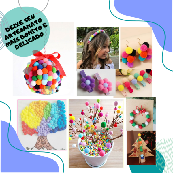 Pompom 10mm para artesanato e educação pacote C/160 unidades - Imagem 5