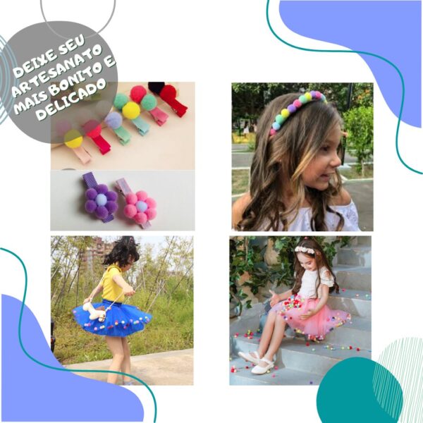 Pompom 20 mm para artesanato e educação pacote C/80 unidades - Imagem 7