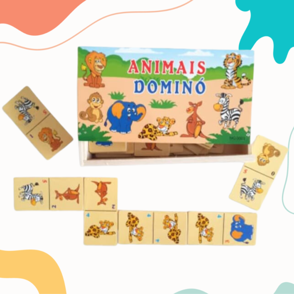Dominó Animais de Madeira – Jogo Educativo