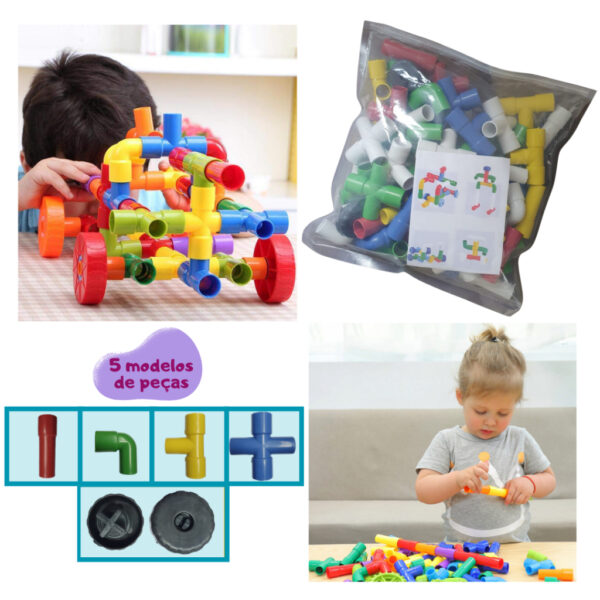 Tubos de montar, canos de encaixar brinquedo interativo infantil e educativo - Imagem 4