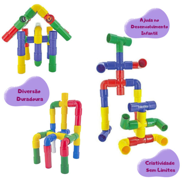 Tubos de montar, canos de encaixar brinquedo interativo infantil e educativo - Imagem 6