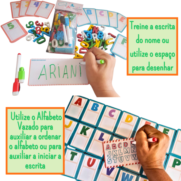 Kit Alfabetização Divertida Pareamento, Alfabeto e Números móveis, escreva e apague, ilustrações e quantidades - 38 cards, 2 canetas e 36 letras e números móveis - Imagem 4