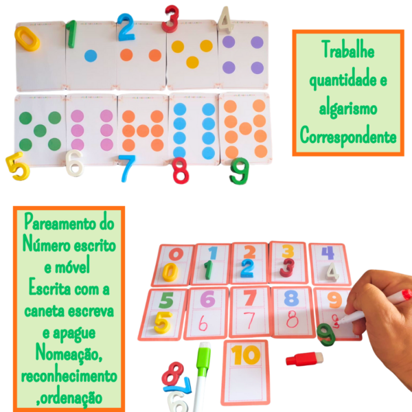 Kit Alfabetização Divertida Pareamento, Alfabeto e Números móveis, escreva e apague, ilustrações e quantidades - 38 cards, 2 canetas e 36 letras e números móveis - Imagem 6