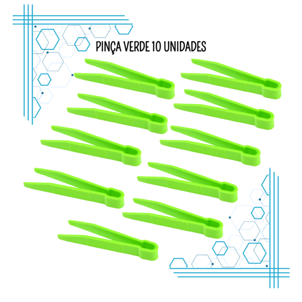 Pinça infantil – Verde - Desenvolve a Coordenação motora fina e preensão 10 Unidades