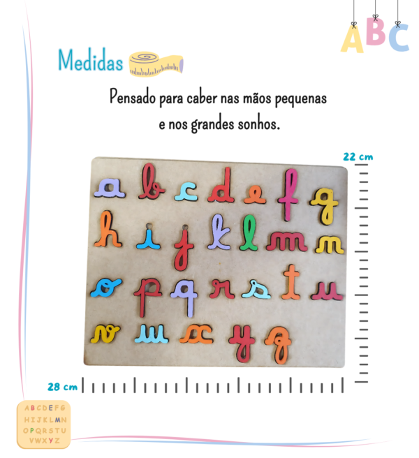 ✨ Alfabeto Artesanal de Encaixe – Letra Cursiva Minúscula em Madeira - Imagem 2
