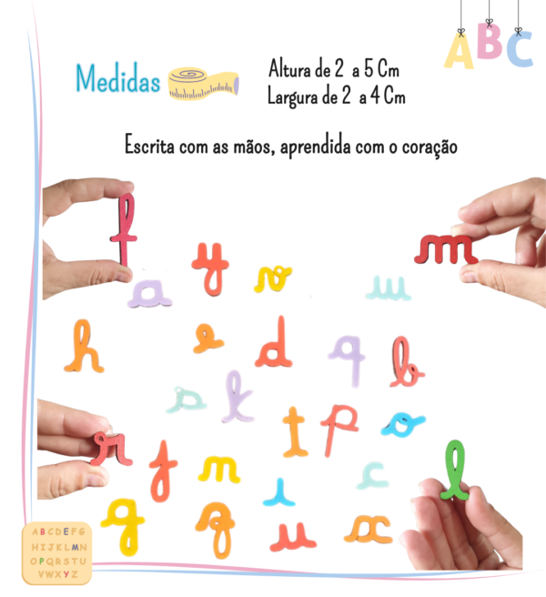 ✨ Alfabeto Artesanal de Encaixe – Letra Cursiva Minúscula em Madeira - Imagem 3