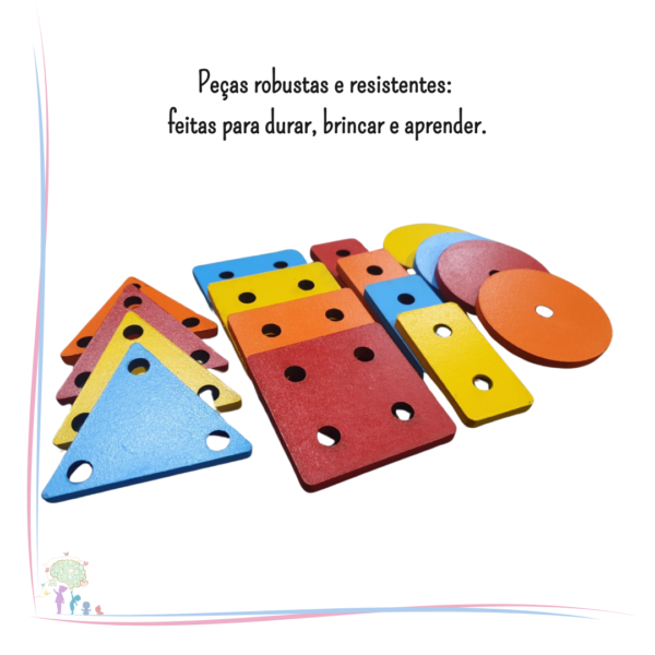 Formas Geométricas de Encaixe – Prancha Montessori em Madeira Colorida - Imagem 5