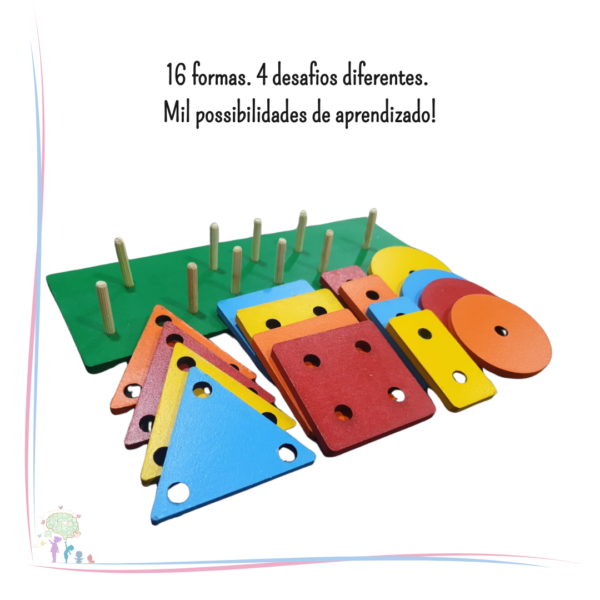 Formas Geométricas de Encaixe – Prancha Montessori em Madeira Colorida - Imagem 6