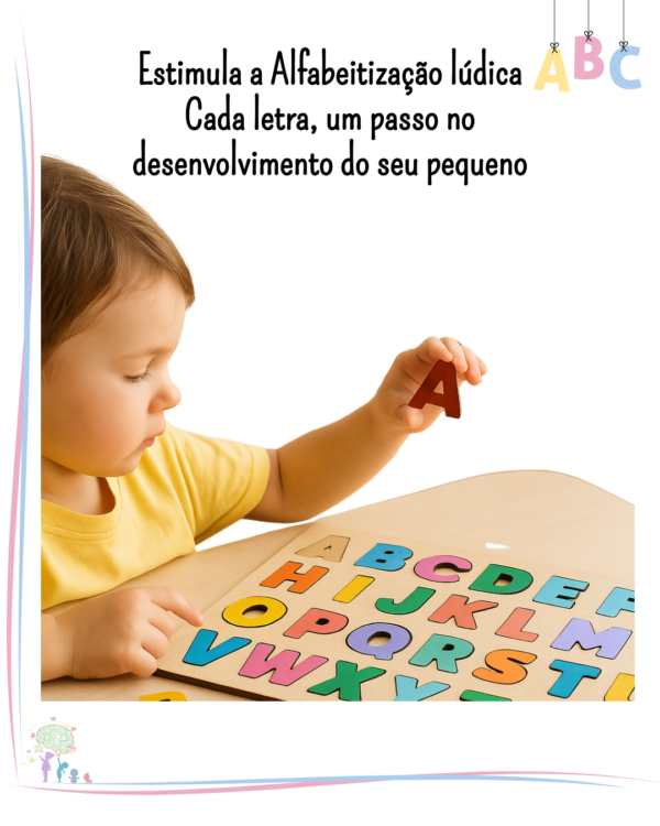 Alfabeto Artesanal de Encaixe em Madeira – Letras Bastão Coloridas | Educativo, Sensorial e Lúdico - Imagem 3