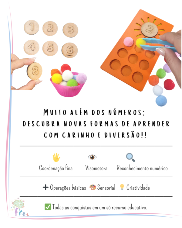 🌞Solzinho Sensorial – Kit Aprendizagem Numérica e Coordenação motora fina - Imagem 4